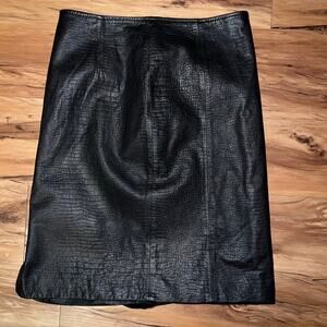 Vintage Black 100% Leather Ralph Lauren Skin Looking High Waisted Mini Skirt